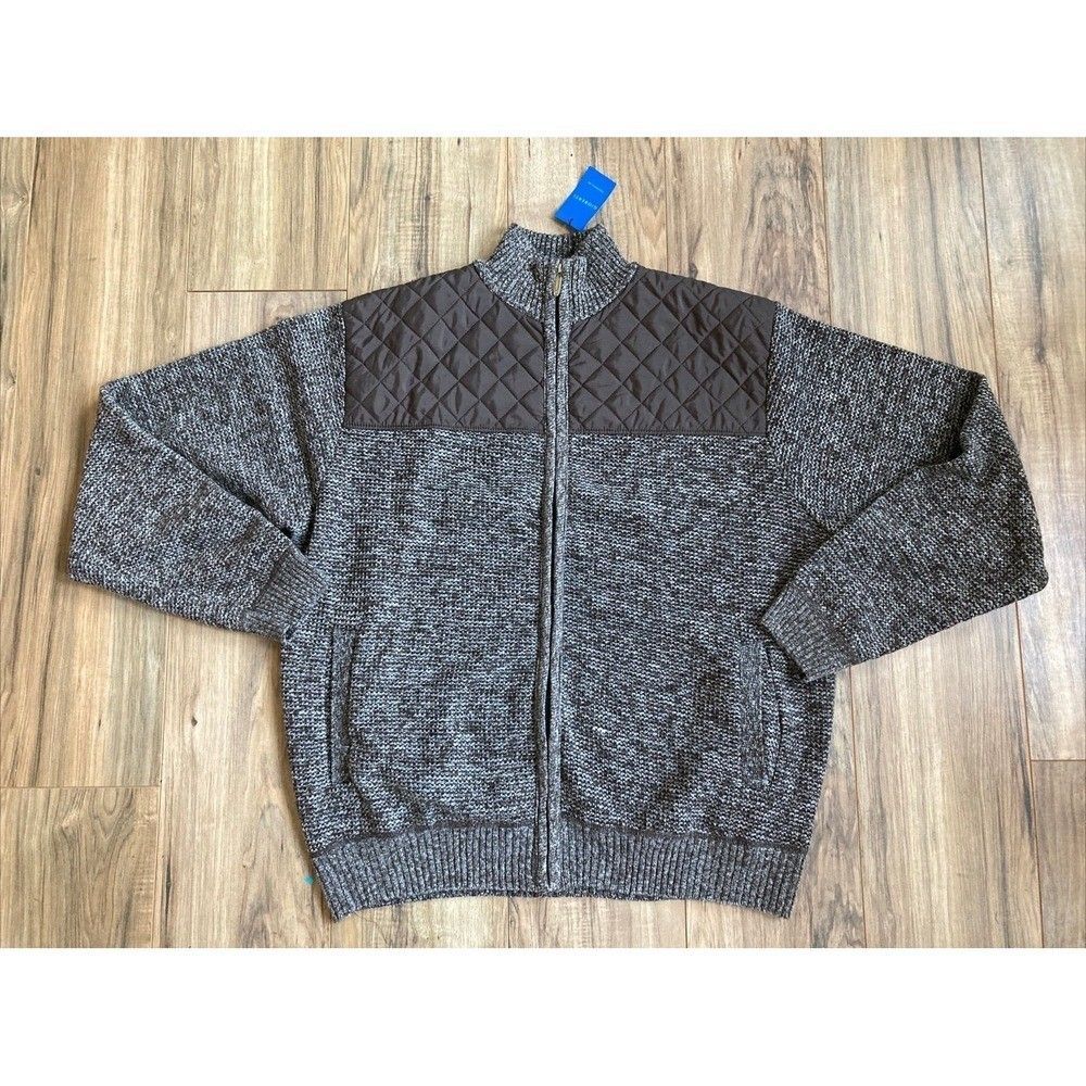 NWT Mens Gioberti Brown Quilted Knit Jacket Coat Fleece Lining Gorpcore Sz XXL
